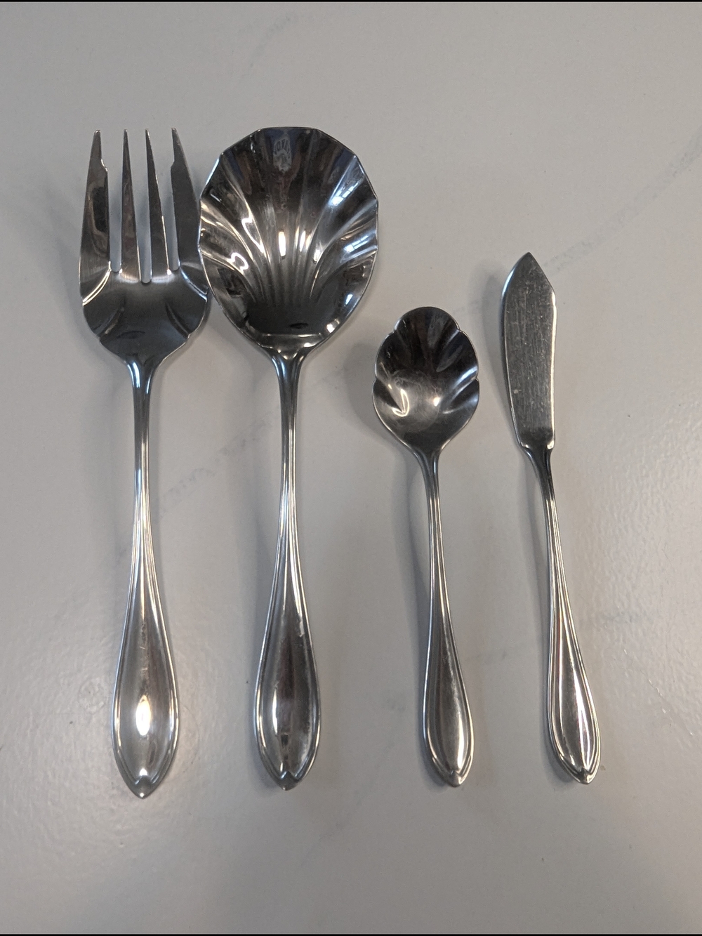 Retroneu Hampton Shell 18/8 Stainless Flatware Serving Hostess Set 4 Pcs Korea